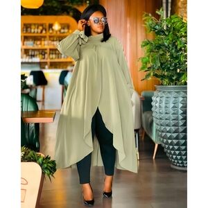 High-Low Olive Green Tunic/Kaftan